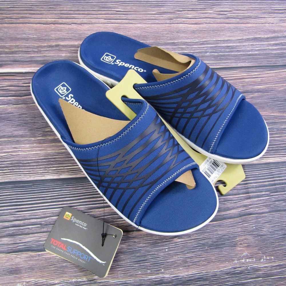 Spenco Thrust Slide Mens Size 12 True Navy Blue Orthotic Sandals 39-855-12